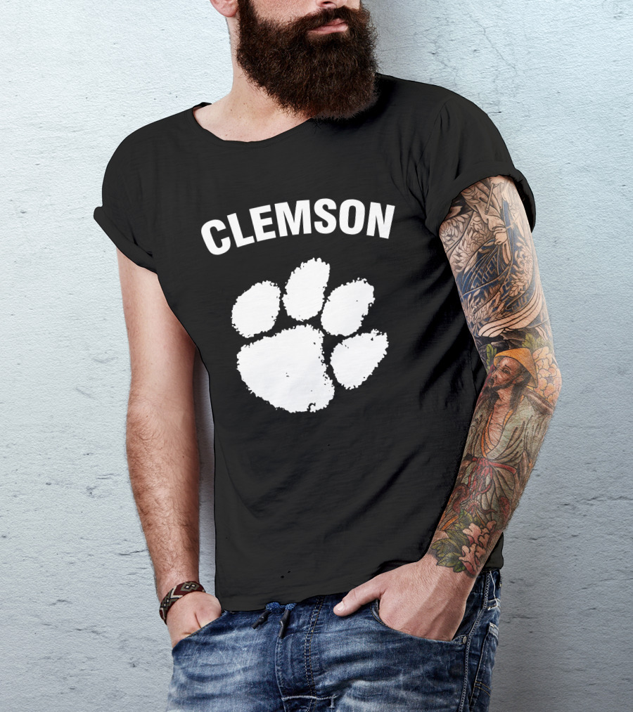 Clemson Tigers White Paw Prints T-Shirt