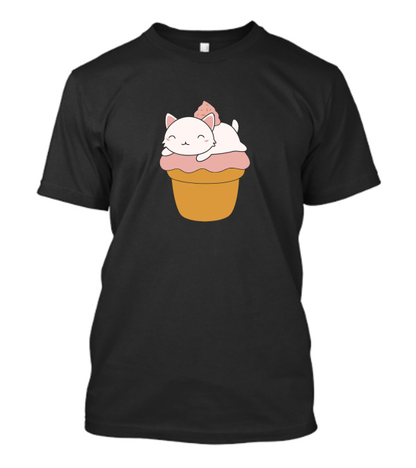 Creamy Kawaii Ice Cream Cat Cupcake Delight T-Shirt