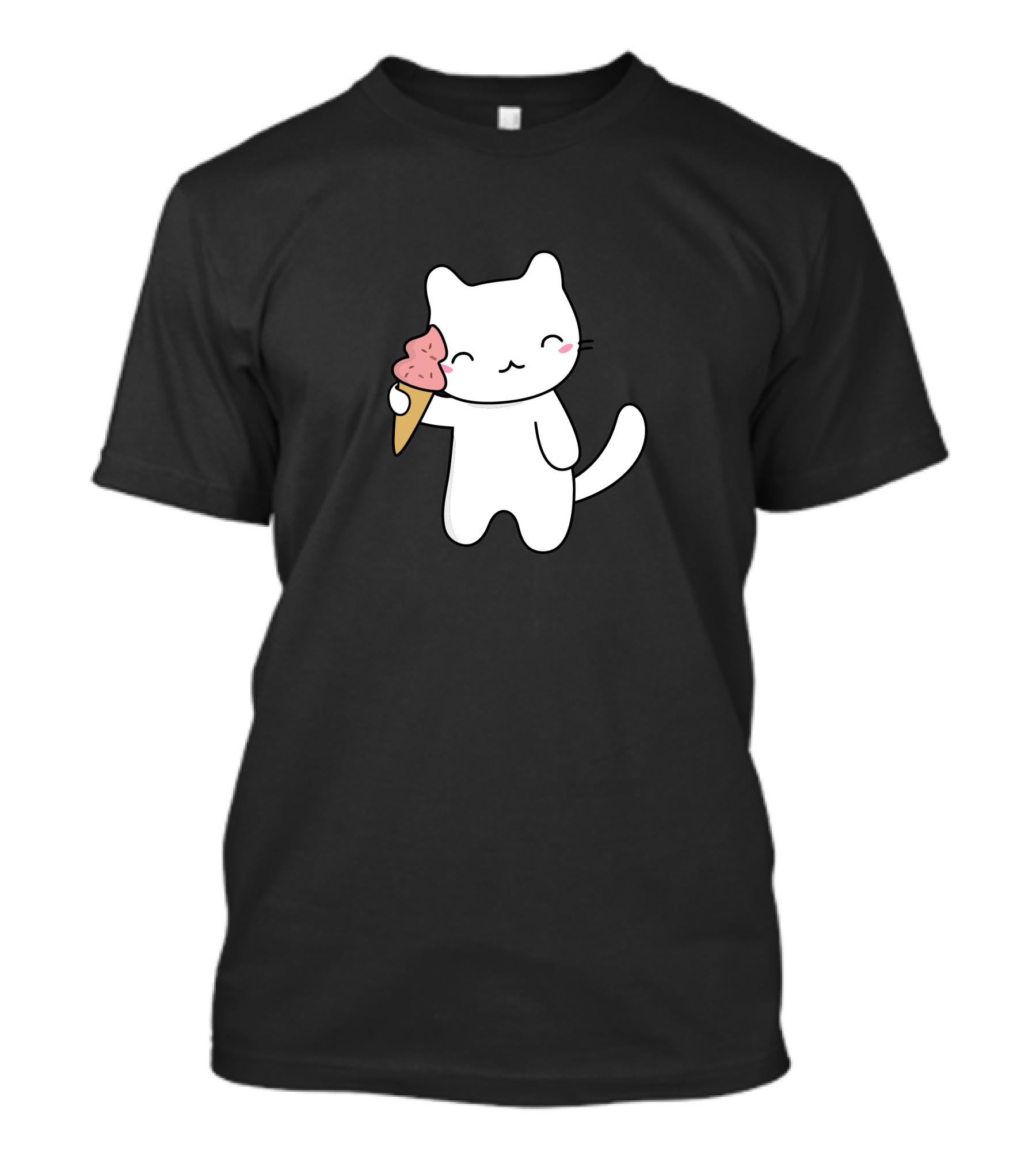 Cute Kawaii Cat Holding Ice Cream Cone T-Shirt