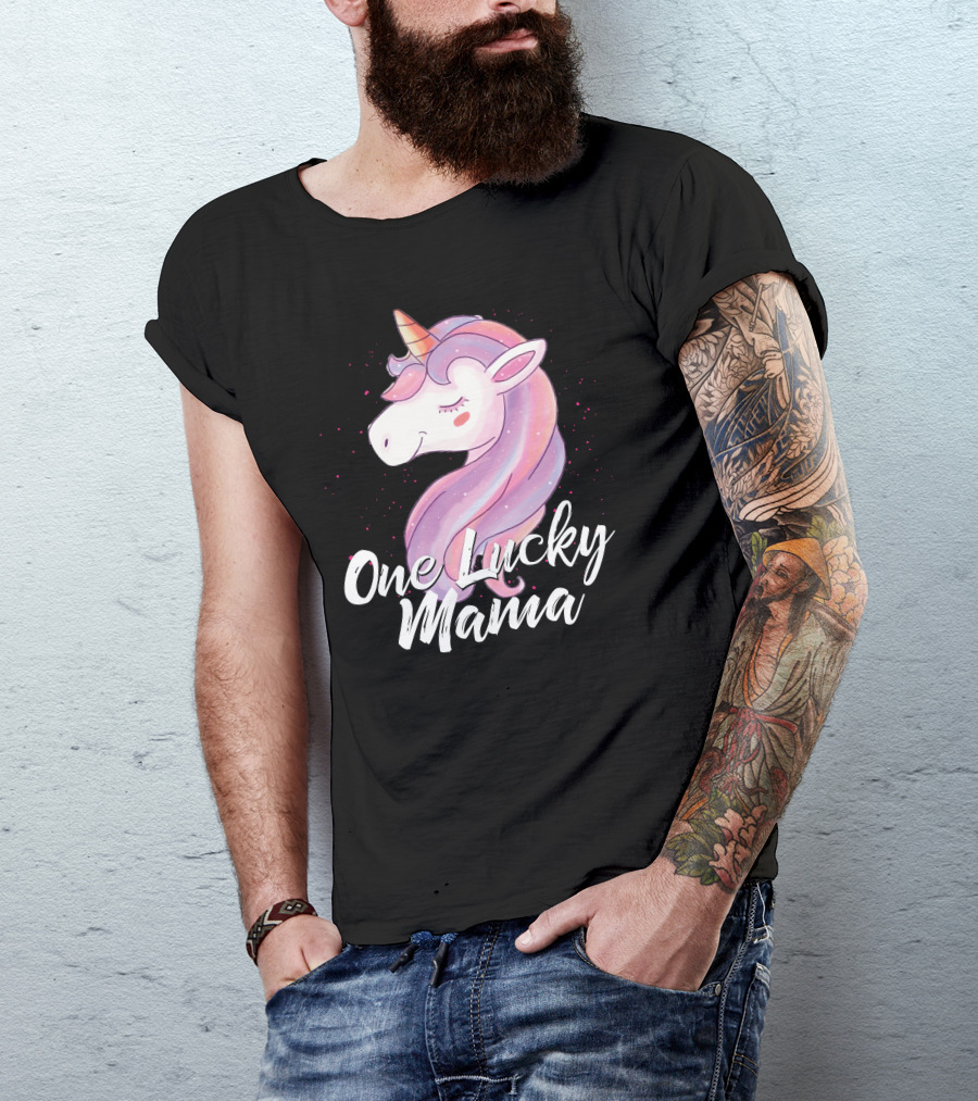 One Lucky Mama Cute Unicorn T-Shirt