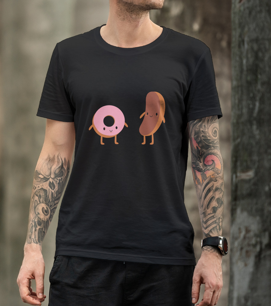 Donut And Eclair Smiling Cartoon Pastries T-Shirt