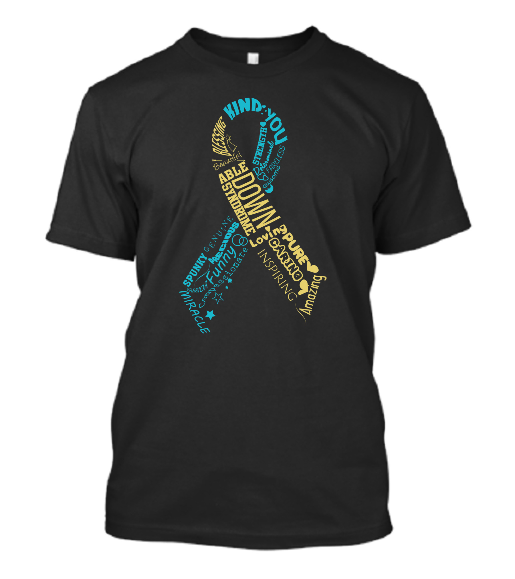 Down Syndrome Awareness Ribbon Inspiring Kind Strong Pure Amazing Courageous Embrace-Hope T-Shirt