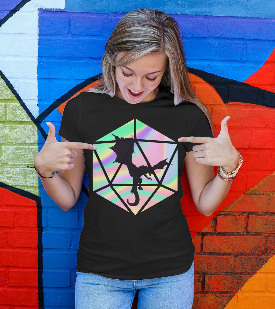 Dungeons And Dragons Hologram Dice Dragon T-Shirt