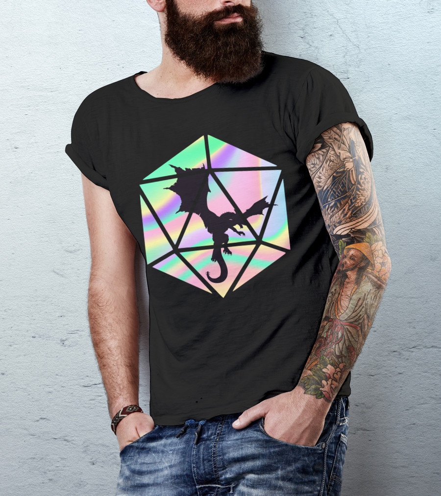 Dungeons And Dragons Hologram Dice Dragon T-Shirt