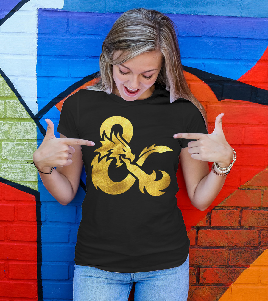 Dungeons Dragons Gold Ampersand Dragon T-Shirt
