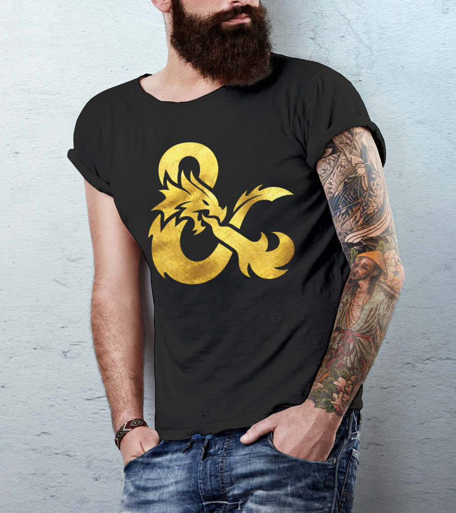 Dungeons Dragons Gold Ampersand Dragon T-Shirt