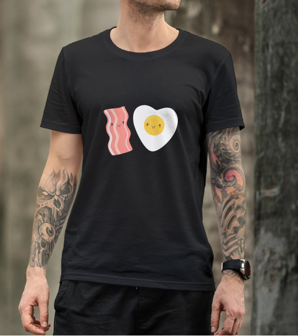 Kawaii Eggs And Bacon Cute Cartoon T-Shirt