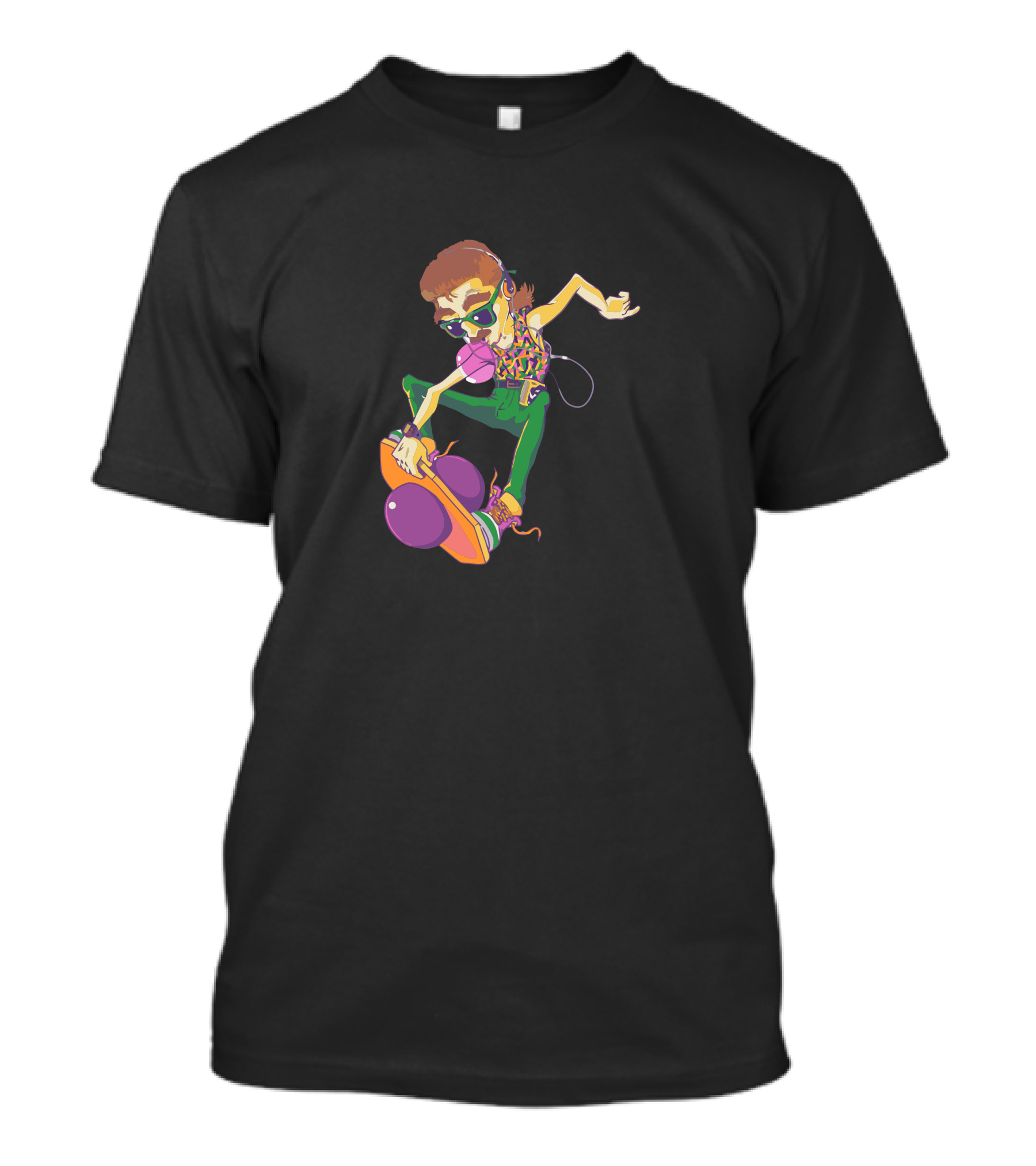 Eighties Skateboarder With Boombox And Headphones T-Shirt
