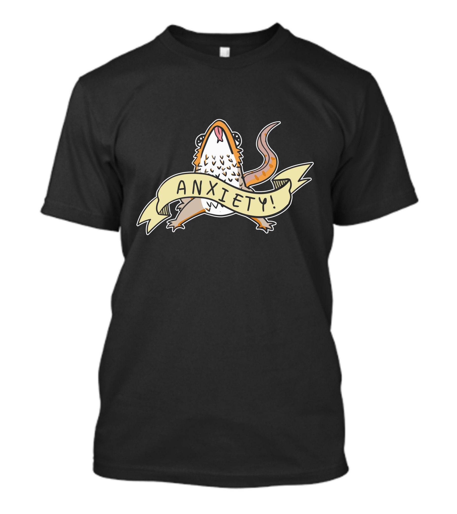 Anxiety Lizard With Banner And Tongue Out T-Shirt