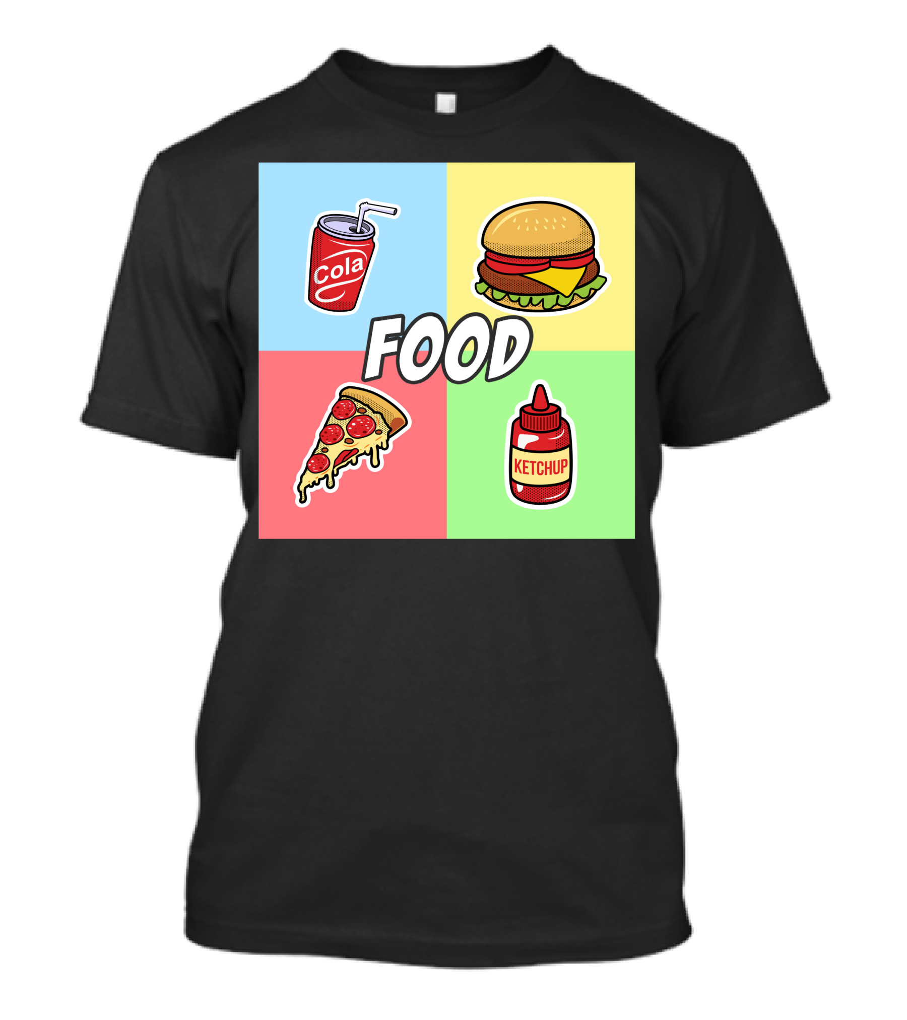 Cola Burger Pizza Ketchup Food For Dark T-Shirt
