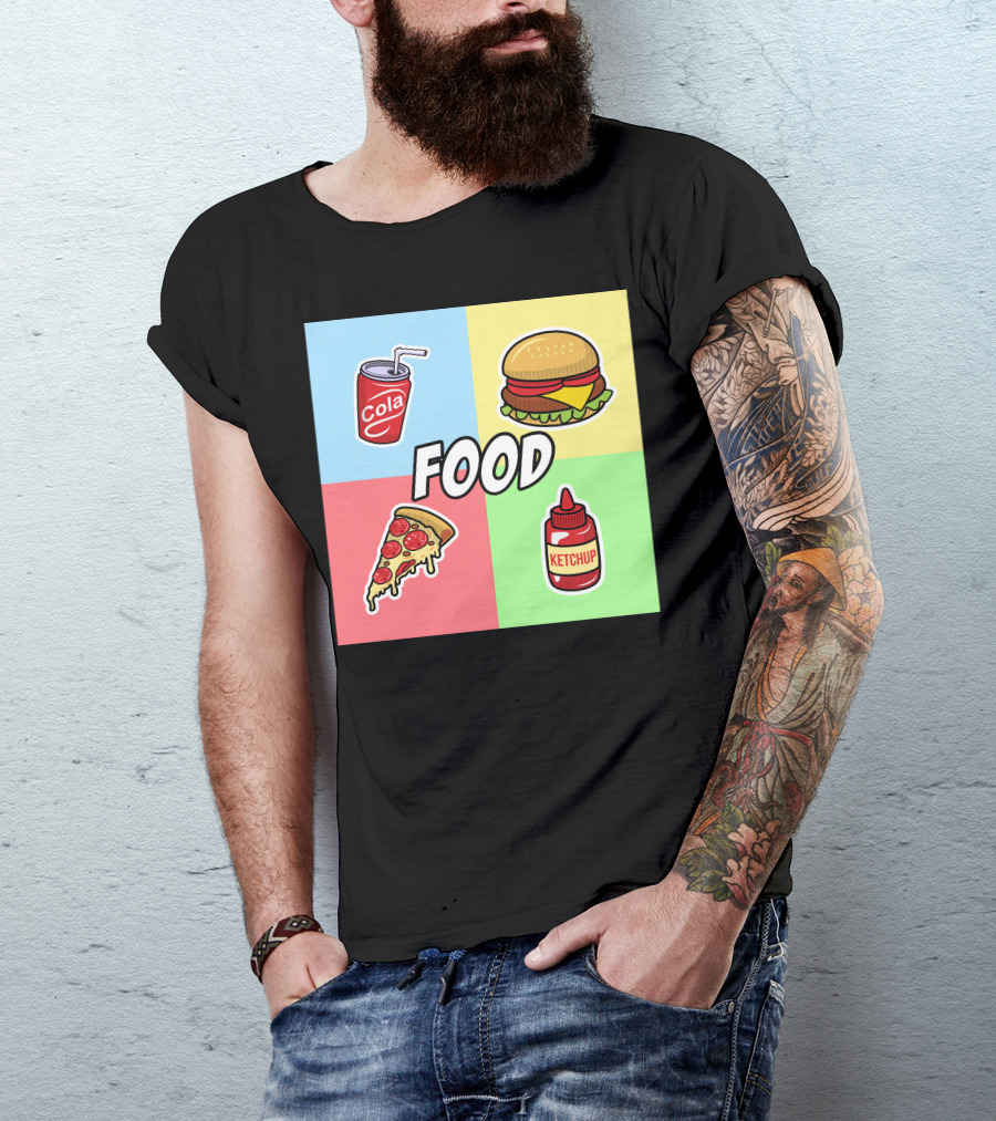 Cola Burger Pizza Ketchup Food For Dark T-Shirt