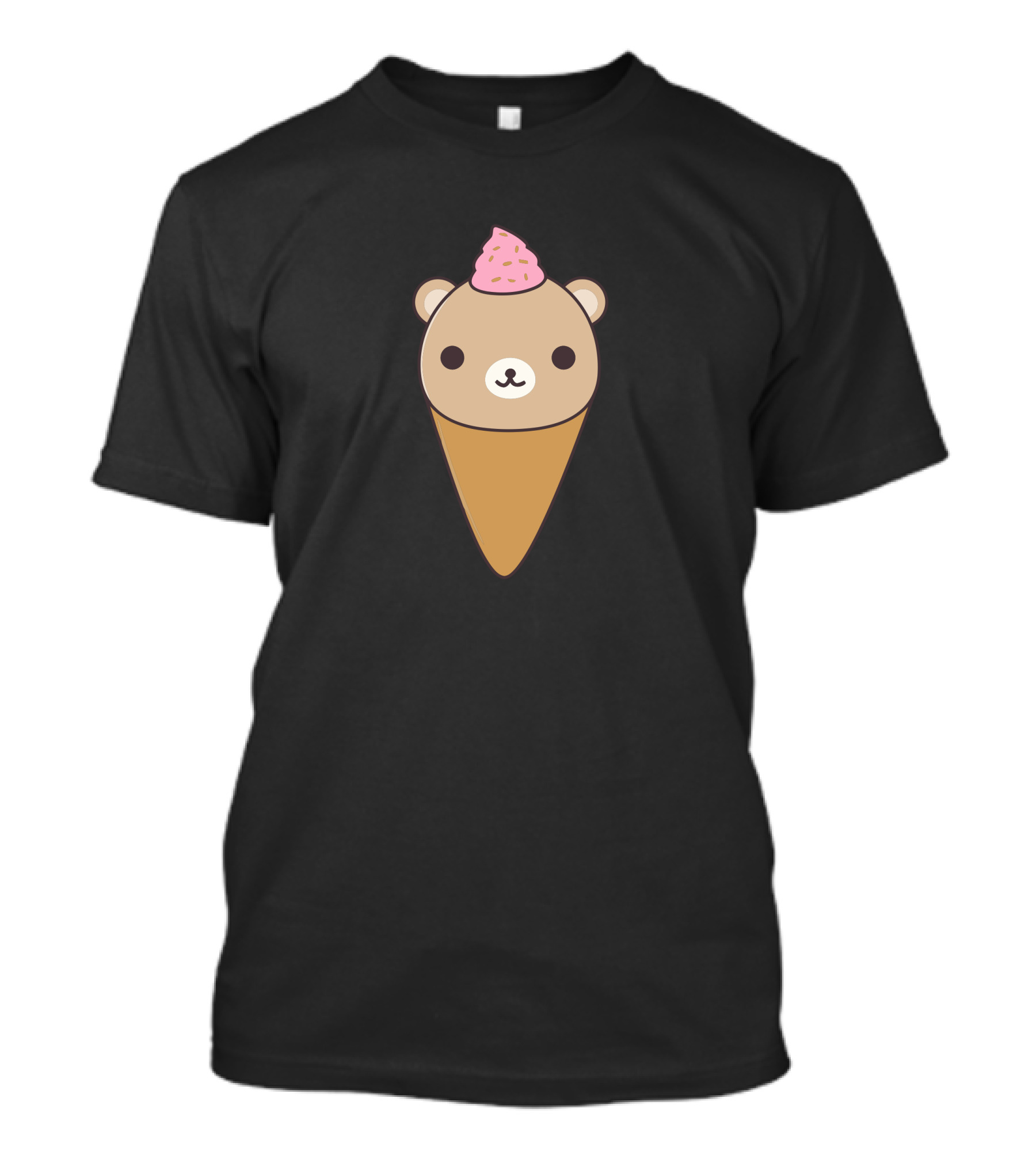 Funny Brown Bear Ice Cream Cone With Pink Scoop T-Shirt
