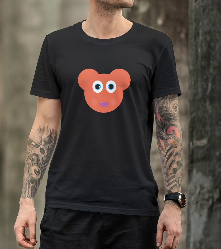 Funny Orange Cartoon Bear Face T-Shirt