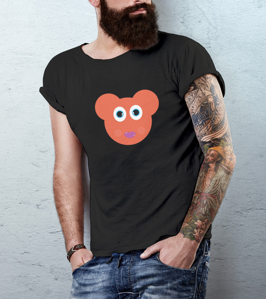 Funny Orange Cartoon Bear Face T-Shirt