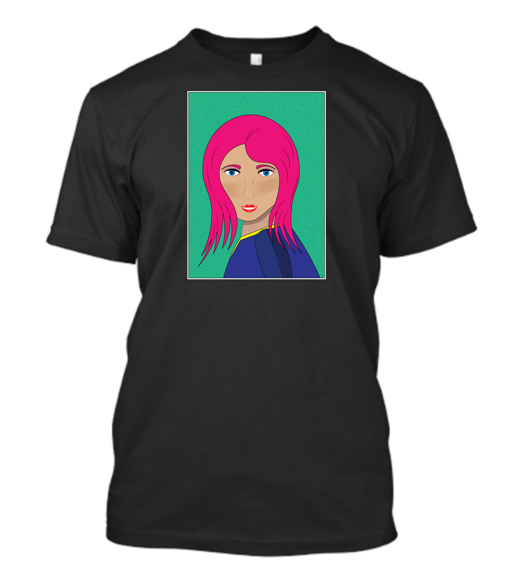 Pinky Girl With Bright Hair And Blue Eyes T-Shirt