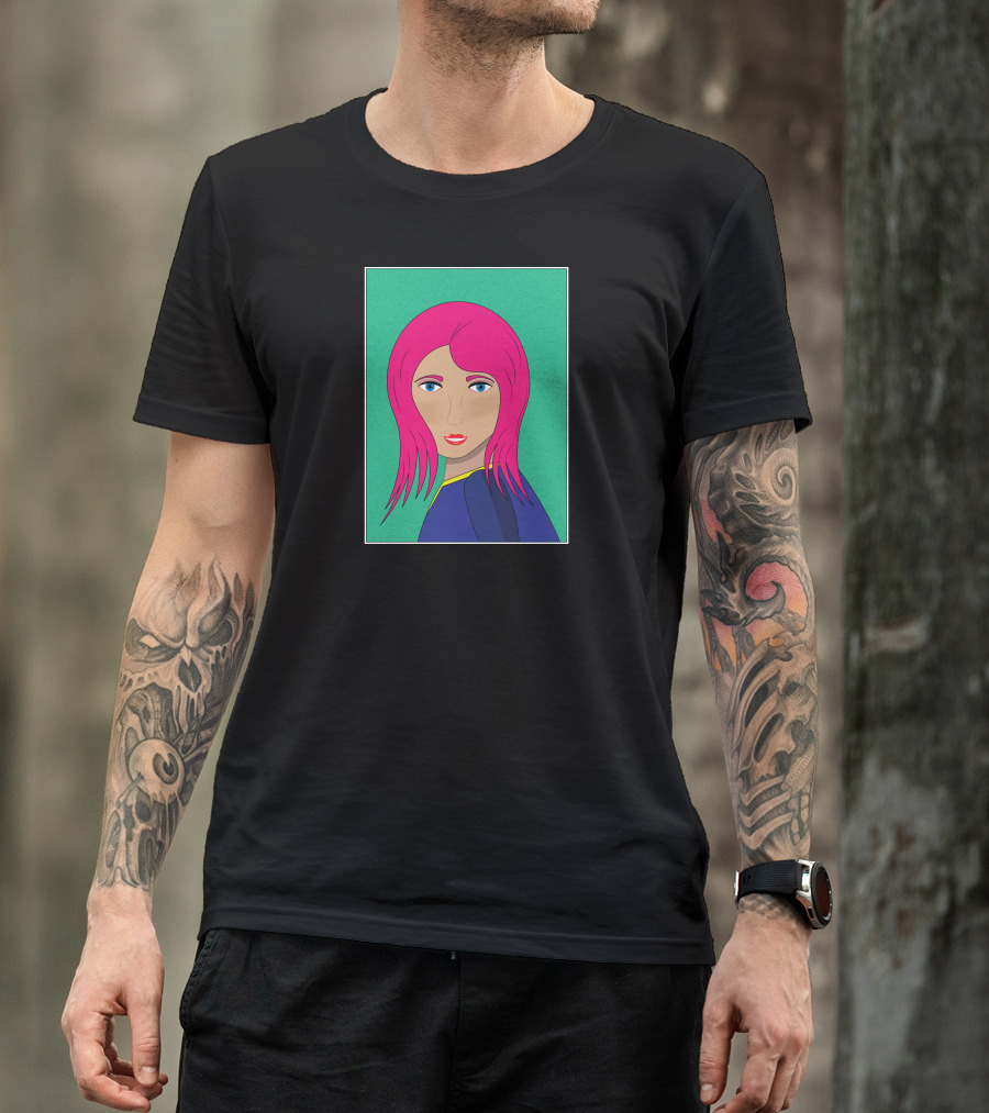 Pinky Girl With Bright Hair And Blue Eyes T-Shirt