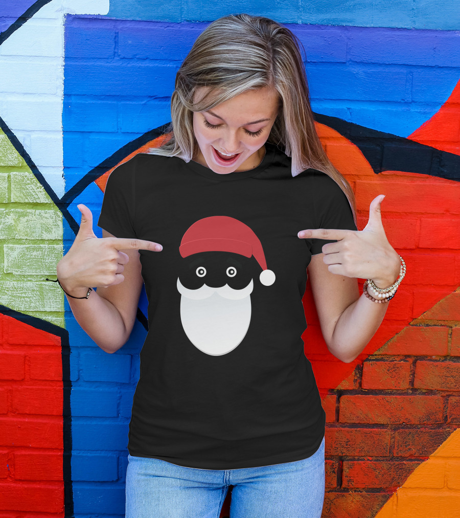 Funny Santa Face Minimalist Cartoon Saint Nick T-Shirt