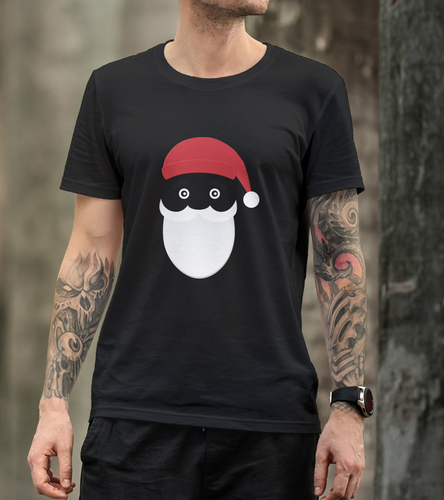Funny Santa Face Minimalist Cartoon Saint Nick T-Shirt