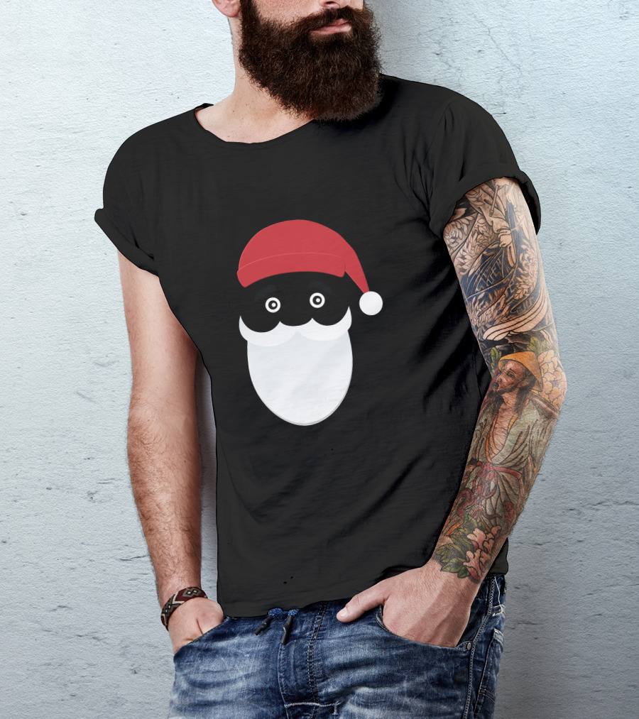 Funny Santa Face Minimalist Cartoon Saint Nick T-Shirt