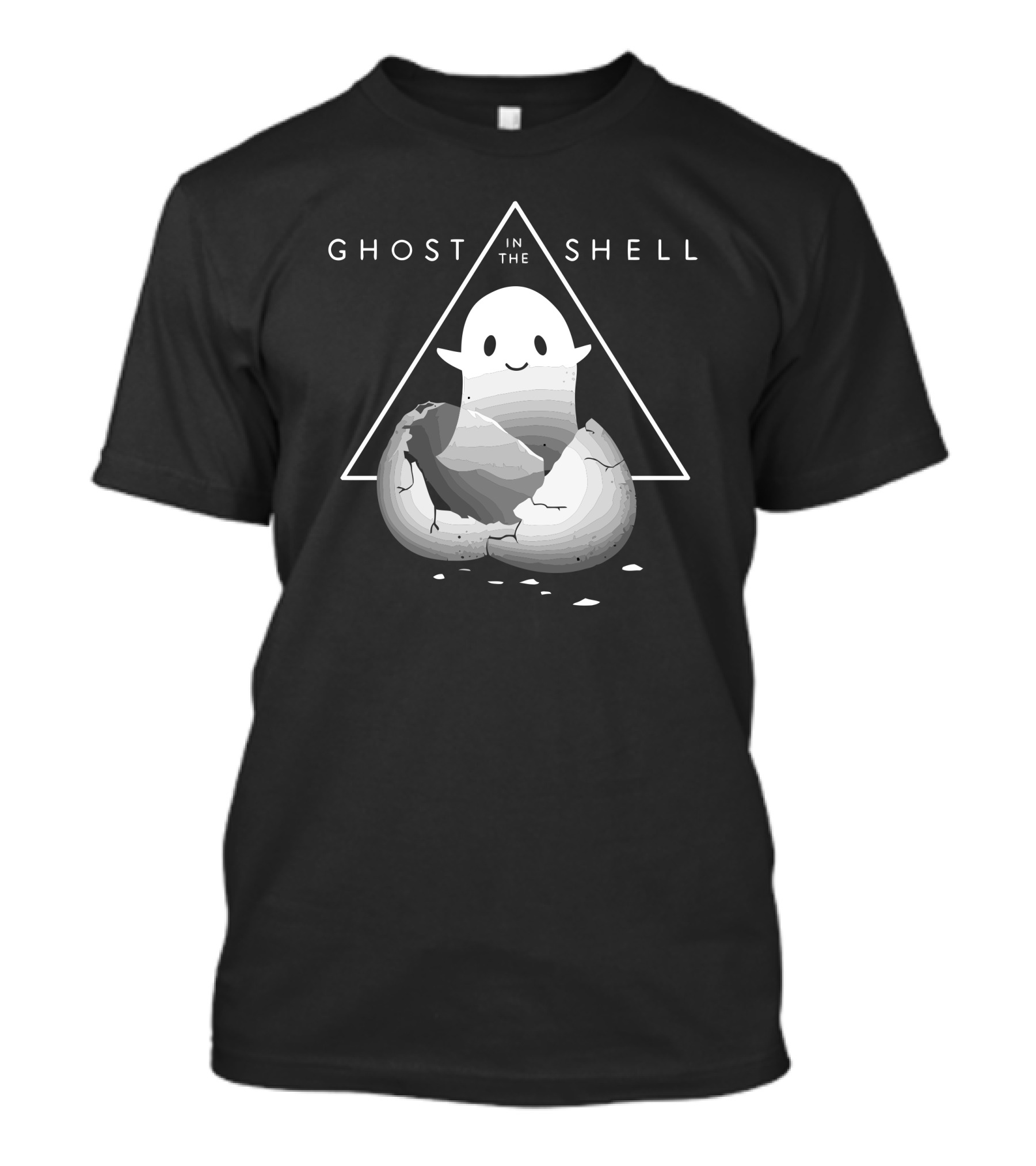 GHOST IN THE SHELL Cute Ghost Emerging From Cracked Egg In Triangle T-Shirt