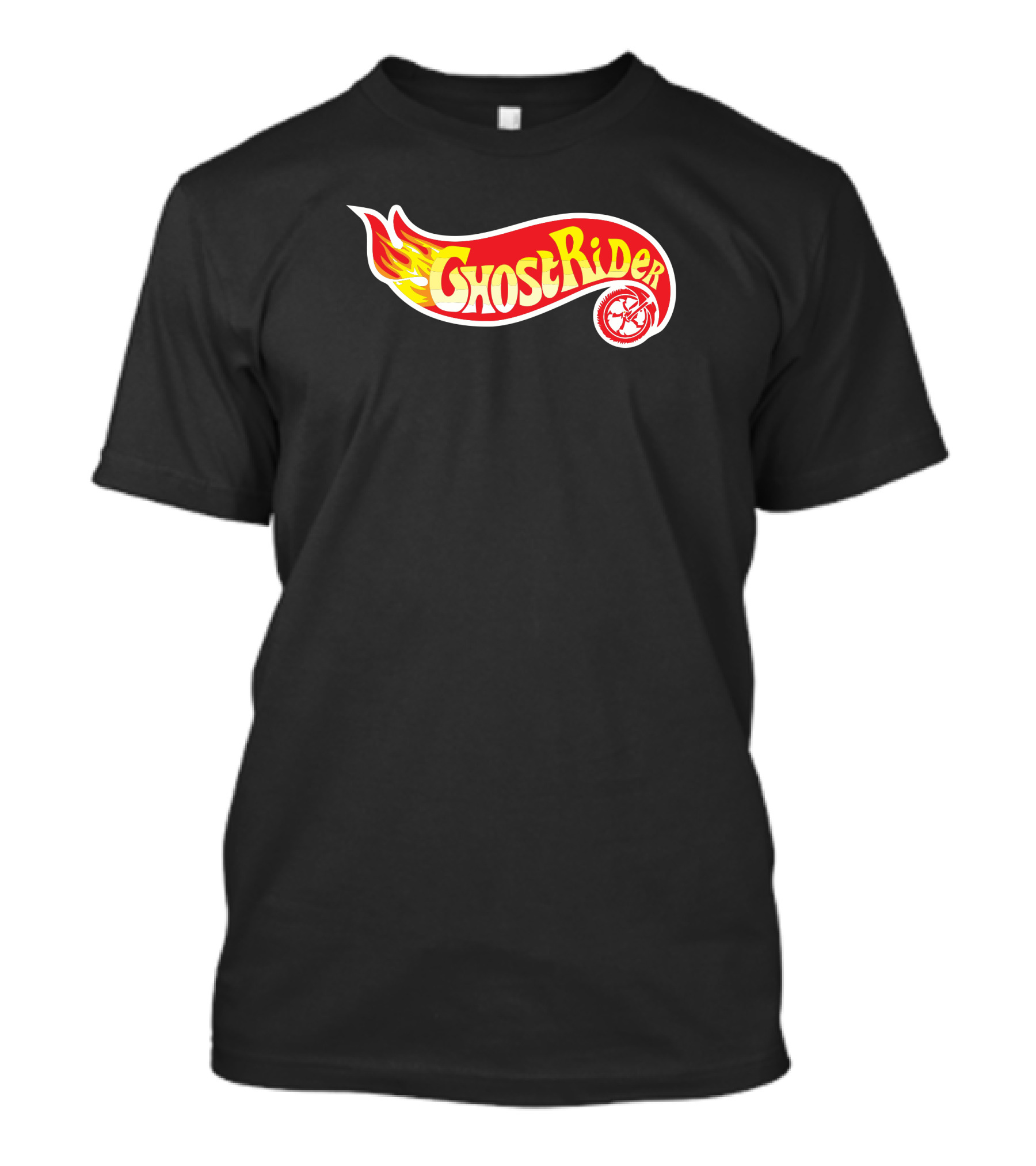 Ghost Rider Flaming Hot Wheels Logo Moto Bike T-Shirt