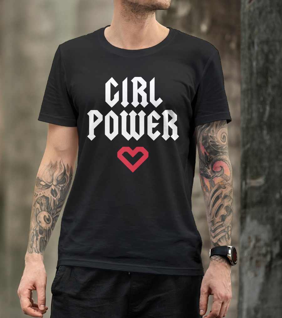 GIRL POWER Heart Icon Bold Gothic Text T-Shirt