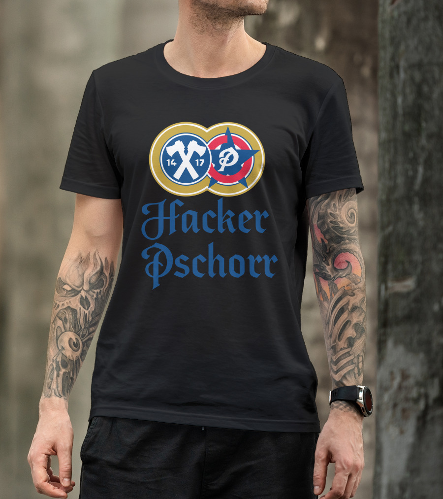 Hacker Pschorr 1417 Logo With Crossed Axes And Initials T-Shirt