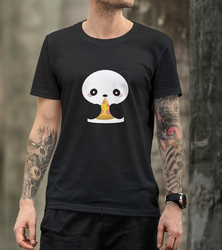 Happy Panda Enjoys Pizza Slice T-Shirt