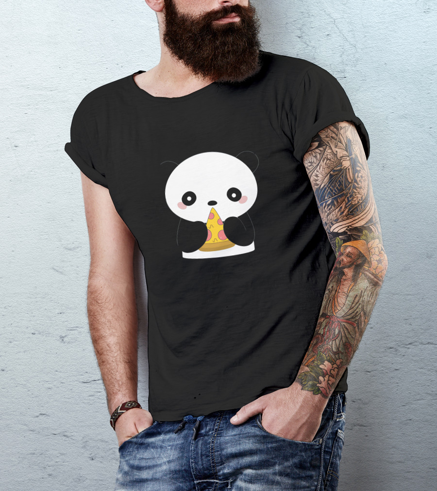 Happy Panda Enjoys Pizza Slice T-Shirt