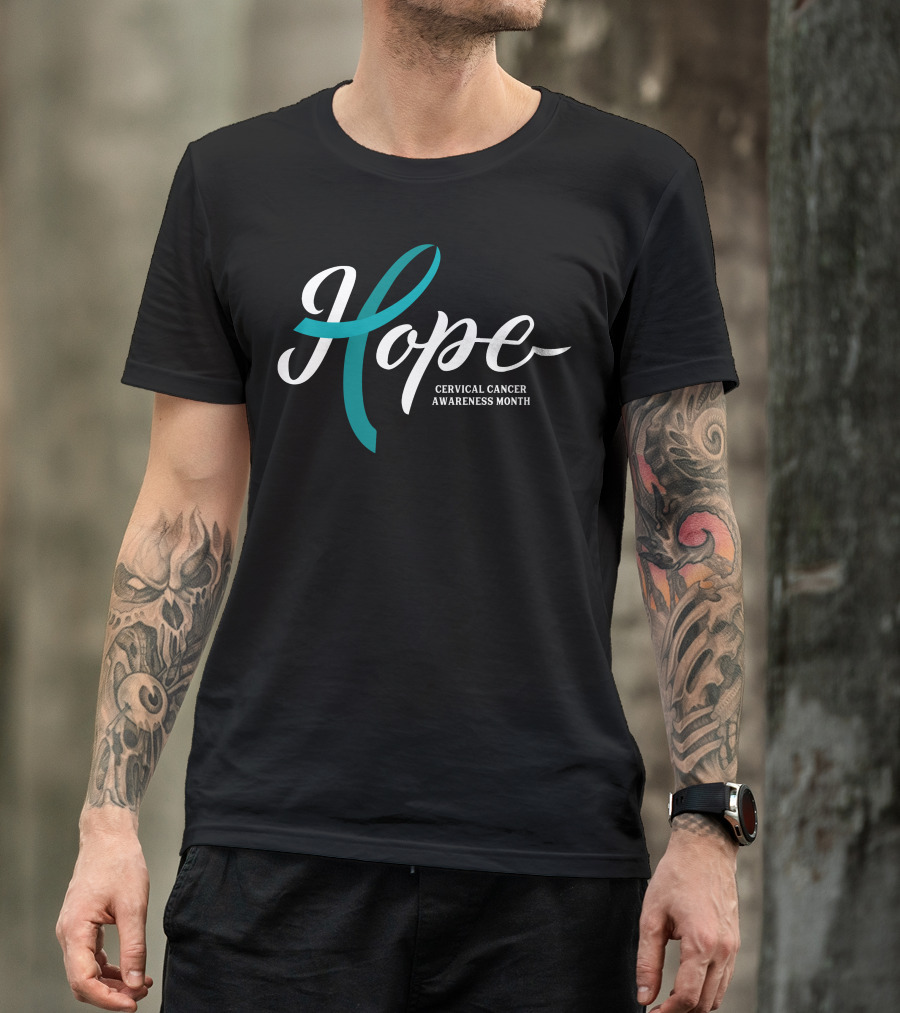 Hope Cervical Cancer Awareness Month Ribbon For T-Shirt