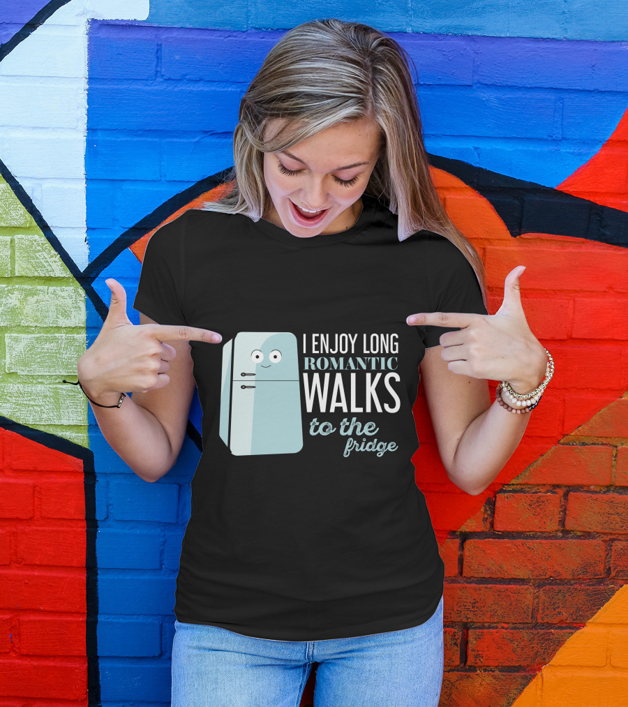 I Enjoy Long Romantic Walks To The Fridge With Cute Cartoon Refrigerator T-Shirt