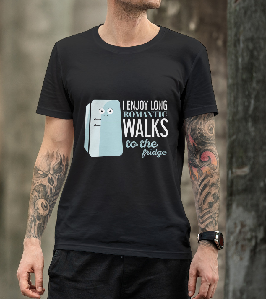 I Enjoy Long Romantic Walks To The Fridge With Cute Cartoon Refrigerator T-Shirt