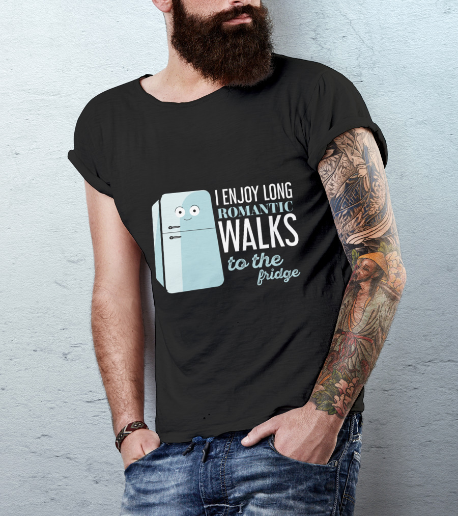 I Enjoy Long Romantic Walks To The Fridge With Cute Cartoon Refrigerator T-Shirt