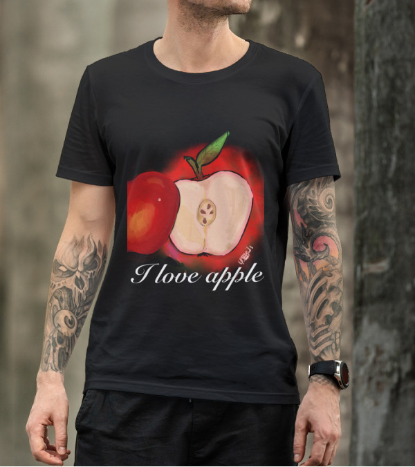 I Love Apple Juicy Red Fruit Artistic T-Shirt