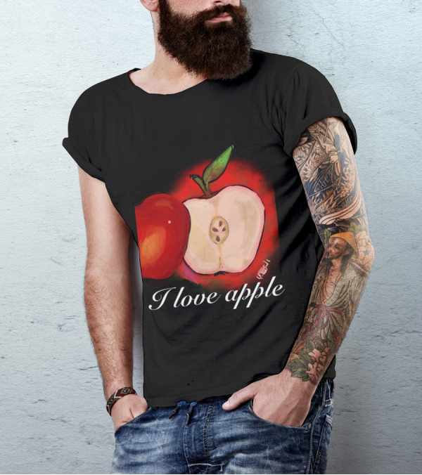 I Love Apple Juicy Red Fruit Artistic T-Shirt