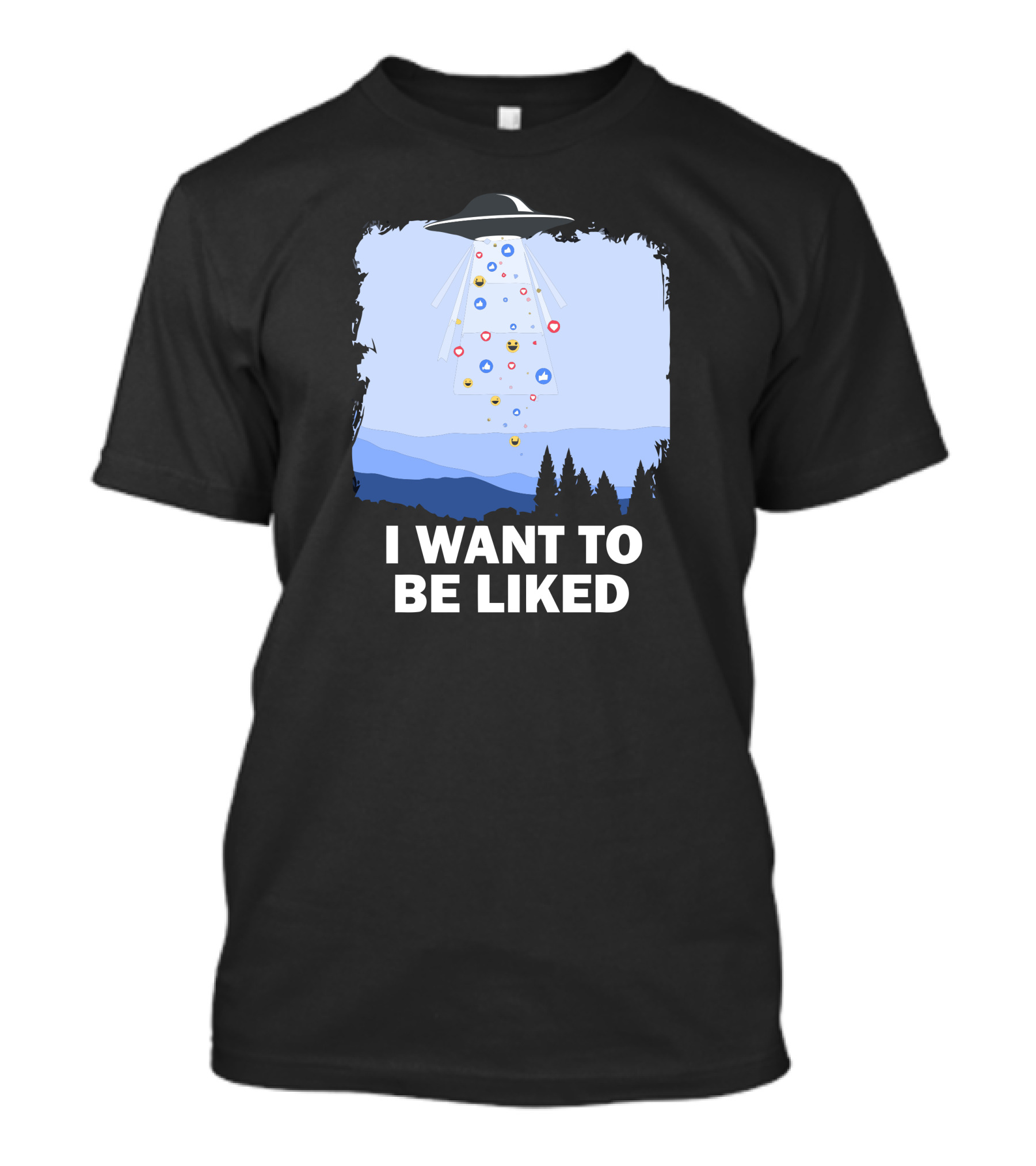I Want To Be Liked UFO Social Media Reaction Icons Forest T-Shirt