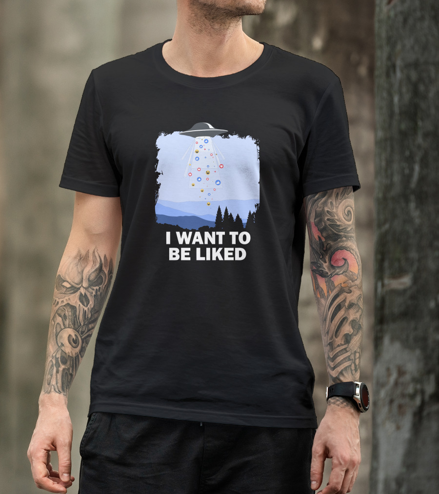I Want To Be Liked UFO Social Media Reaction Icons Forest T-Shirt