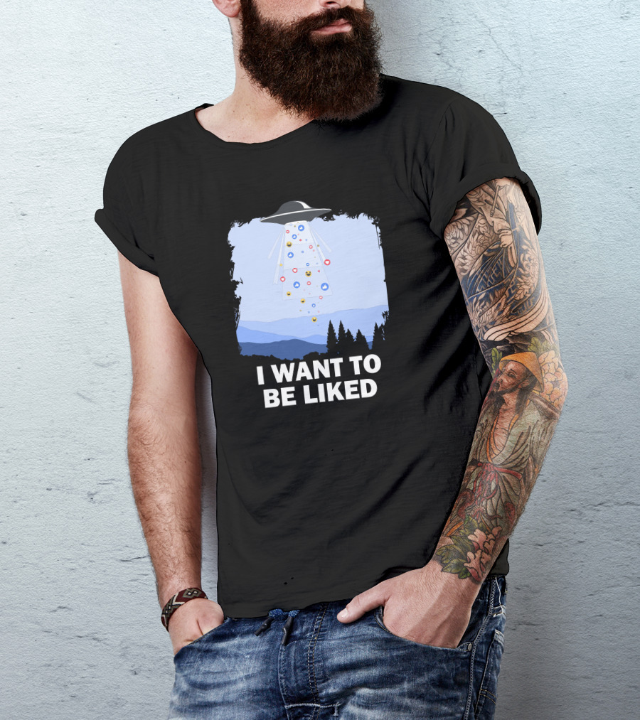 I Want To Be Liked UFO Social Media Reaction Icons Forest T-Shirt