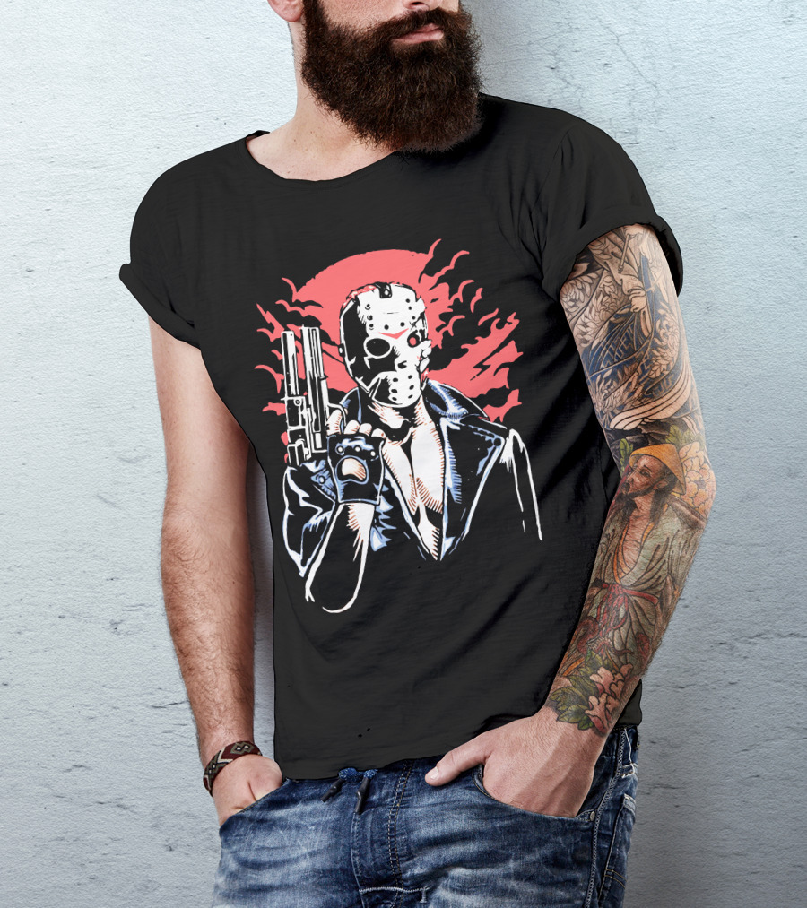 Jason Will Be Back Masked Figure With Gun T-Shirt