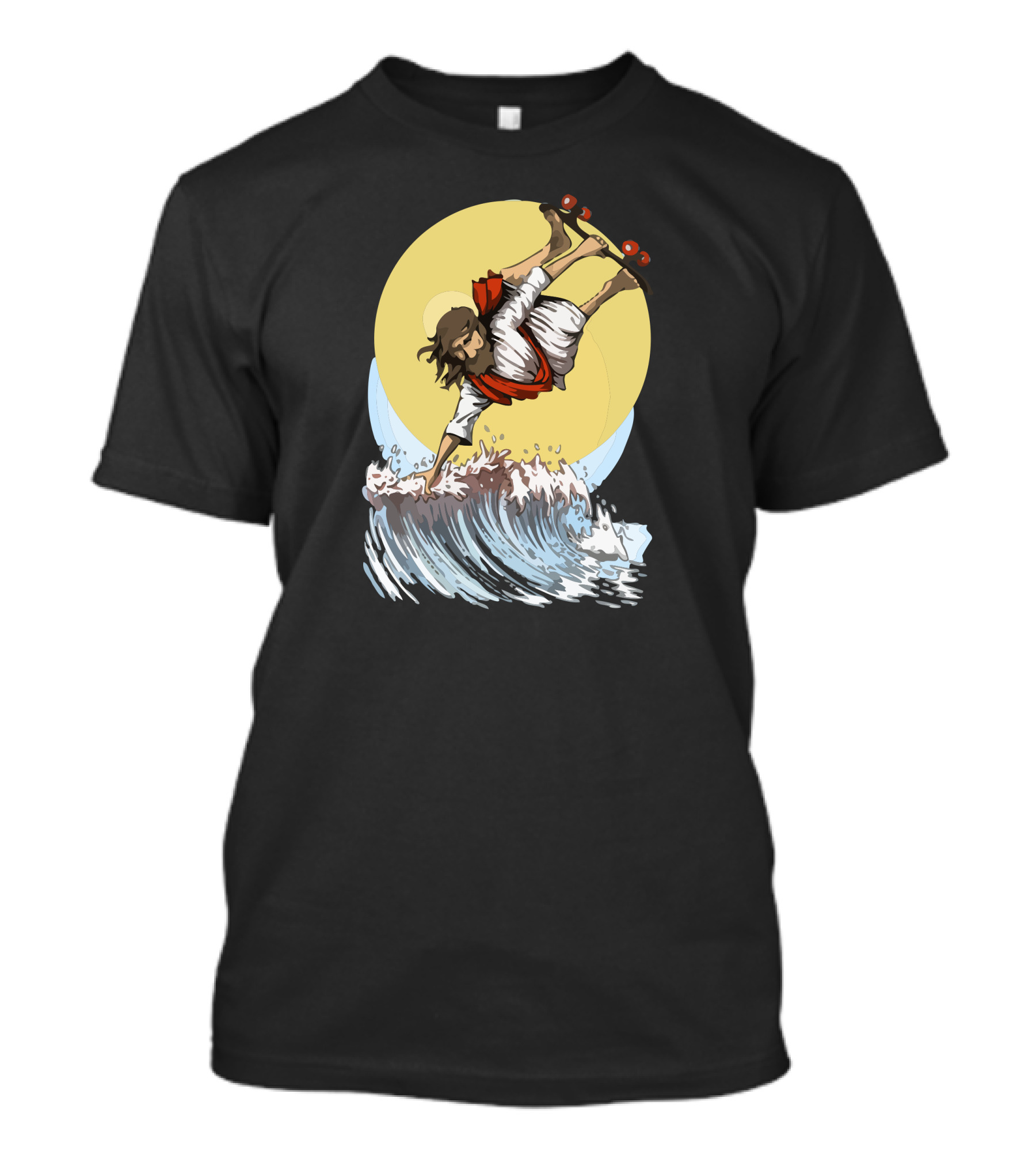 Jesus Skateboarding On Waves T-Shirt