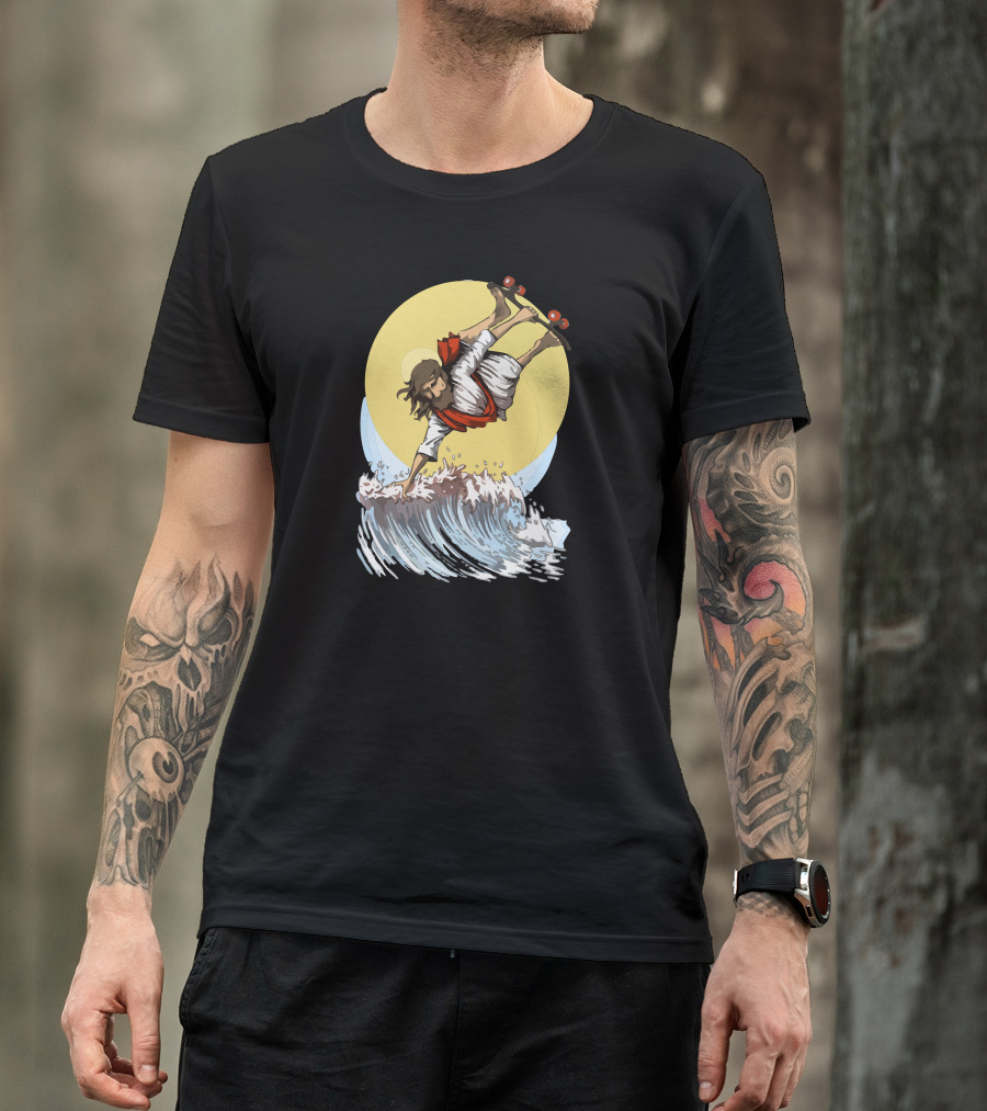 Jesus Skateboarding On Waves T-Shirt