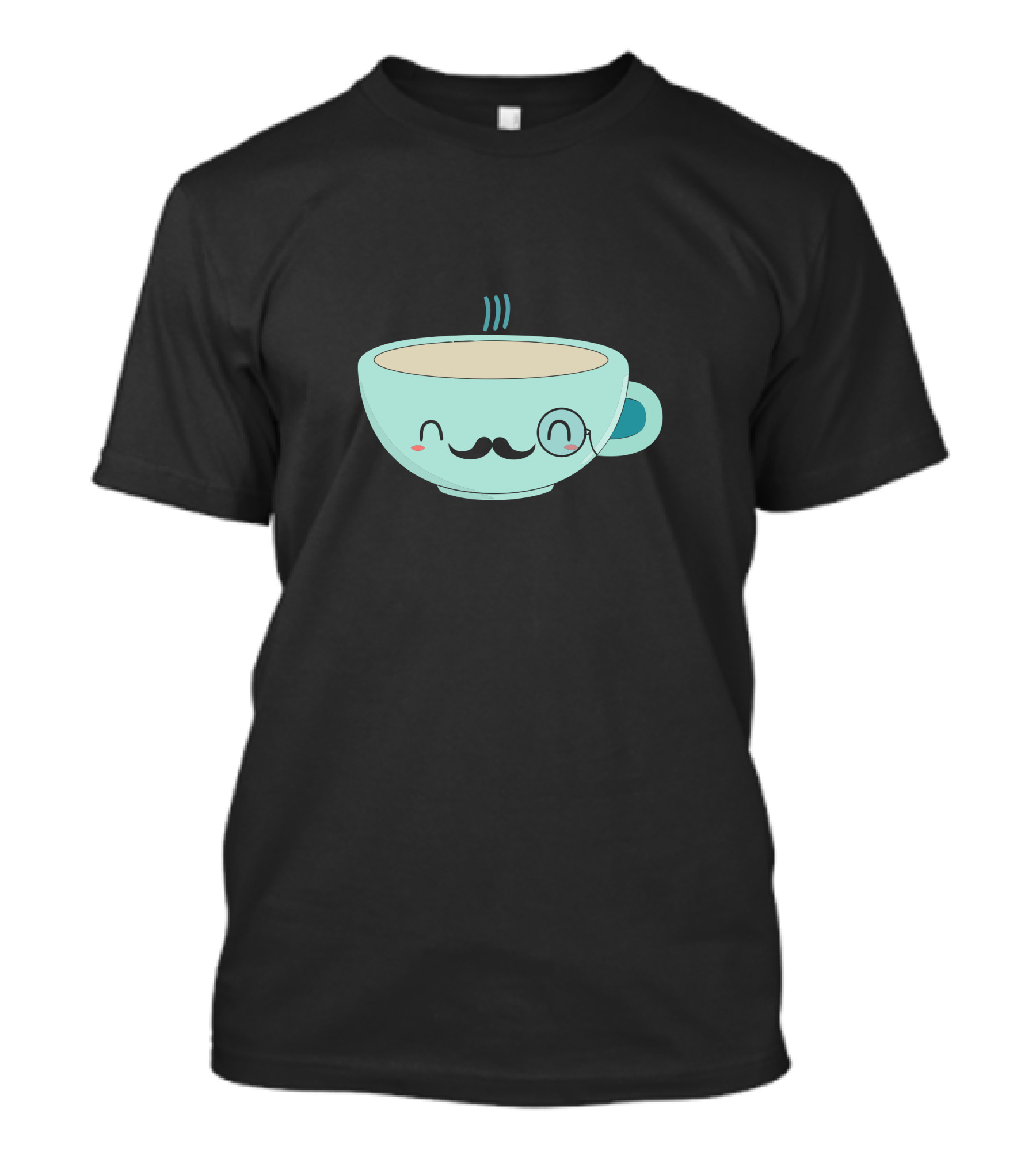 Kawaii Fancy Tea Cup With Mustache And Monocle Face T-Shirt