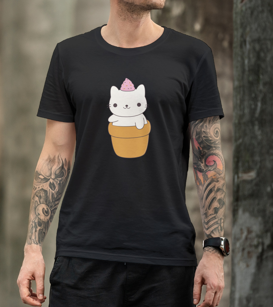 Kawaii Kitten Ice Cream Cone Cuteness Overload T-Shirt