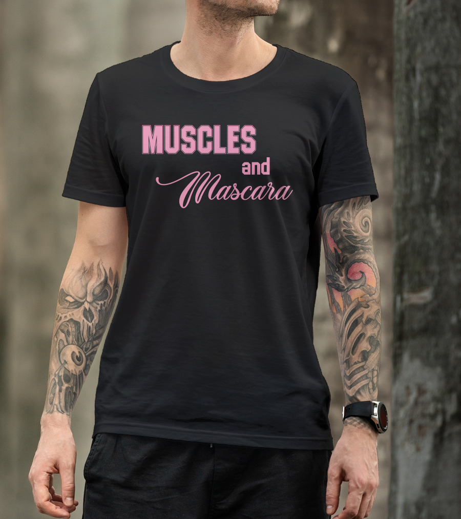 Muscles And Mascara Bold Pink Typography T-Shirt