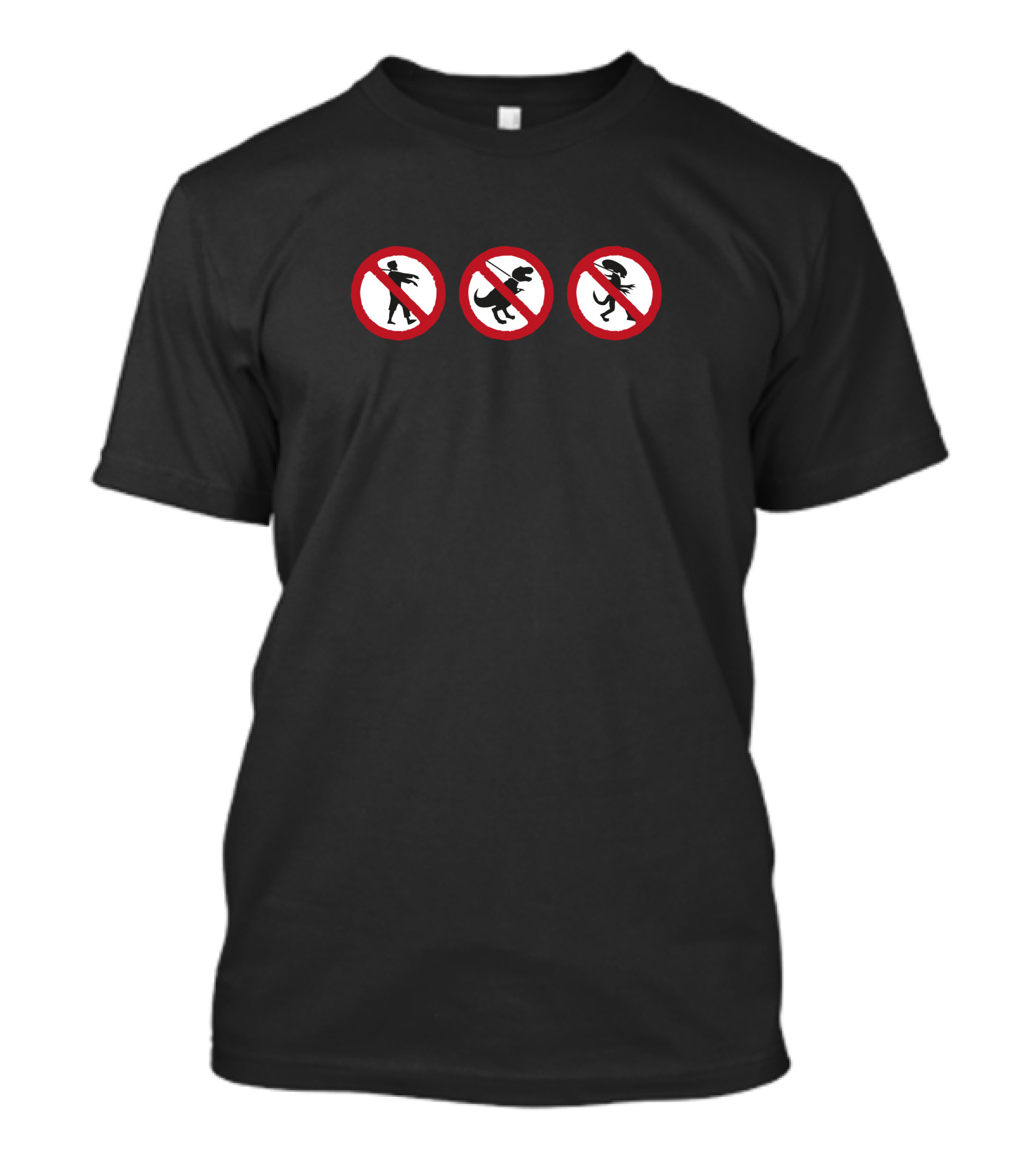 No Zombies Dinosaurs Or Aliens Warning Signs T-Shirt