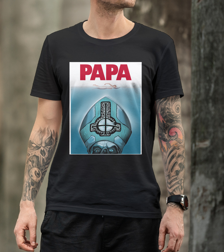 Papa Emeritus Ghost Jaws Homage T-Shirt