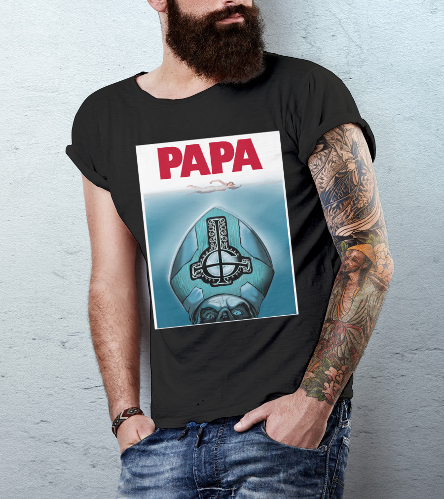 Papa Emeritus Ghost Jaws Homage T-Shirt