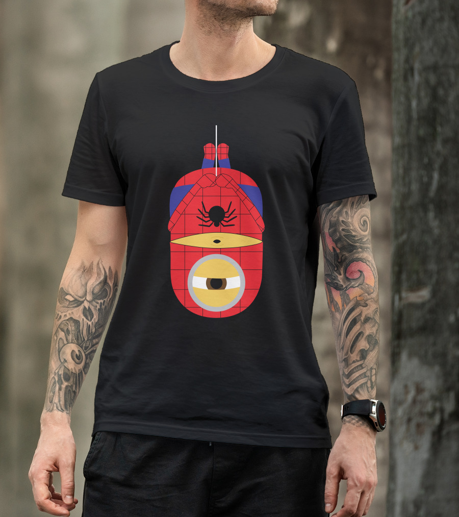 Minion Spider-Man Hanging Parody Superhero T-Shirt
