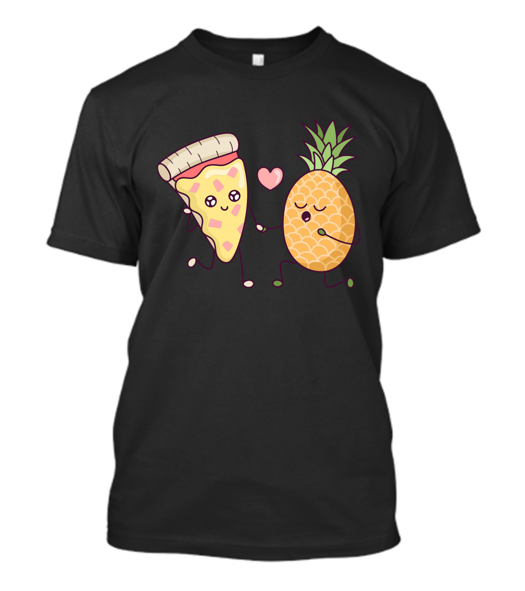Pineapple Pizza Love Heart Cartoon Characters T-Shirt