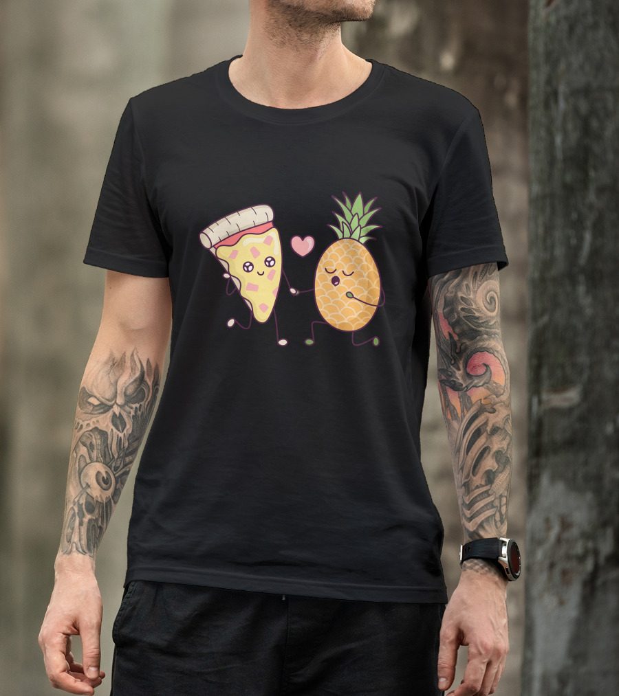Pineapple Pizza Love Heart Cartoon Characters T-Shirt